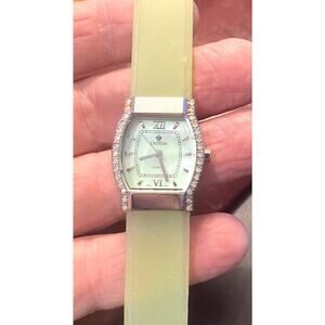 Women's Croton Watch, Green Tint MOP Face and Translucent Band, Crystal Accents